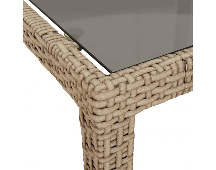 Sonata H Градинска маса бежова 190x90x75 см закалено стъкло и полиратан