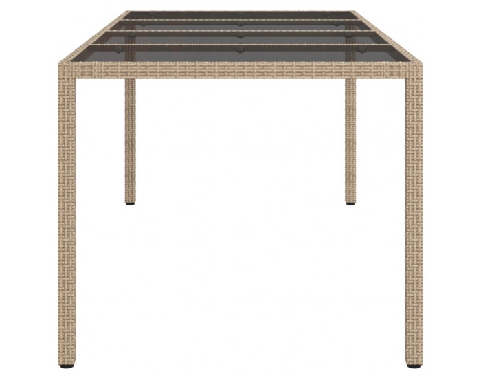 Sonata H Градинска маса бежова 190x90x75 см закалено стъкло и полиратан