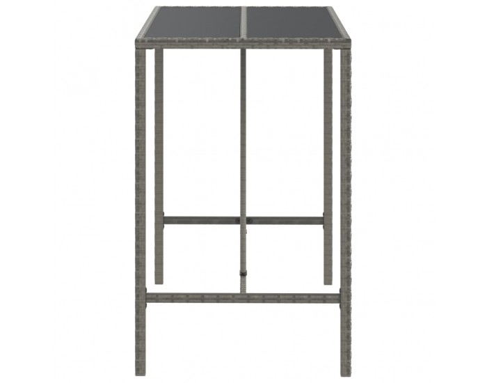 Sonata H Бар маса със стъклен плот, сива, 110x70x110 см, полиратан