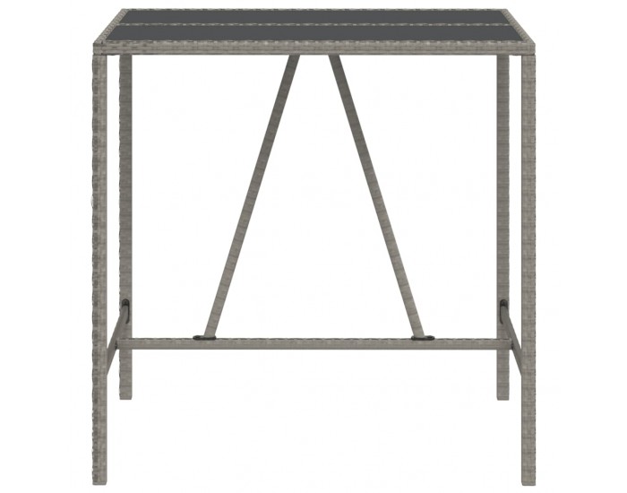 Sonata H Бар маса със стъклен плот, сива, 110x70x110 см, полиратан