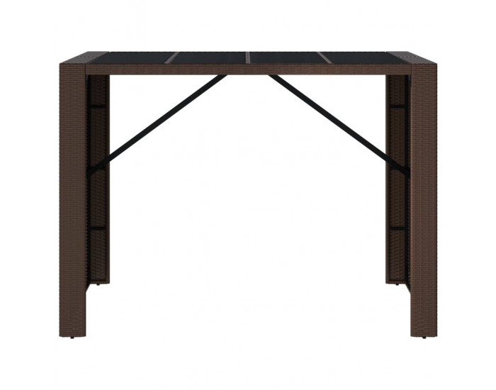 Sonata H Бар маса със стъклен плот, кафява, 145x80x110 см, полиратан