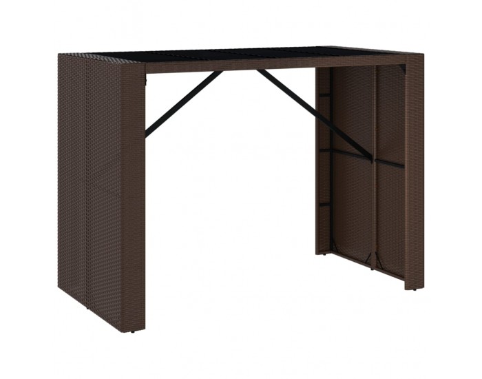 Sonata H Бар маса със стъклен плот, кафява, 145x80x110 см, полиратан