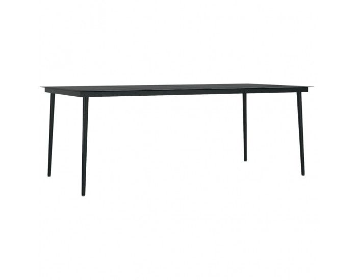 Sonata H Градинска трапезна маса черна 200x100x74 см стомана и стъкло