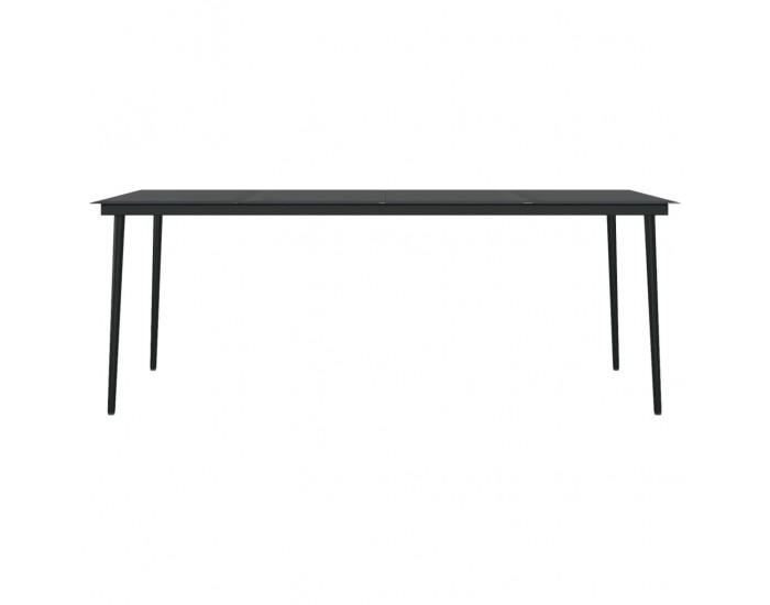 Sonata H Градинска трапезна маса черна 200x100x74 см стомана и стъкло