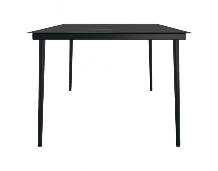 Sonata H Градинска трапезна маса черна 200x100x74 см стомана и стъкло