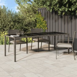 Sonata H Градинска маса сива 250x100x75 см закалено стъкло и полиратан - Градински маси