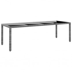 Sonata H Градинска маса 250x100x75 см закалено стъкло и полиратан сива - Градински маси