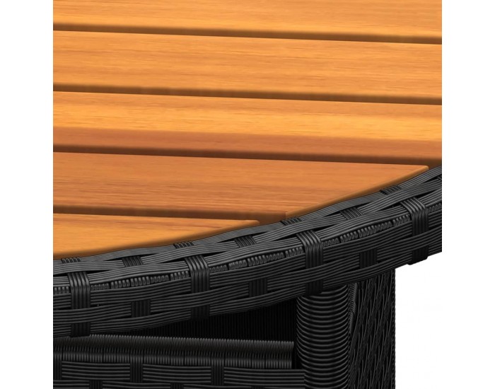 Sonata H Градинска маса, Ø80x75 см, акациево дърво и полиратан, черна