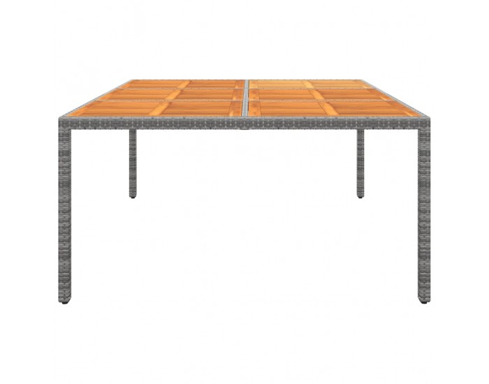 Sonata H Градинска маса, 200x150x75 см, акациево дърво и полиратан, сива