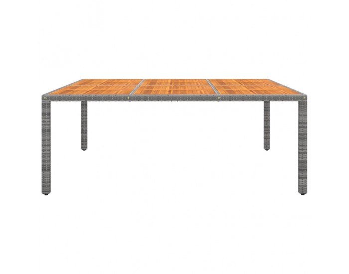 Sonata H Градинска маса, 200x150x75 см, акациево дърво и полиратан, сива