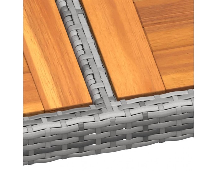 Sonata H Градинска маса, 200x150x75 см, акациево дърво и полиратан, сива