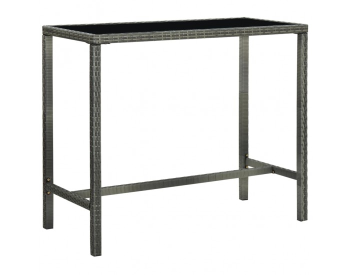 Sonata H Градинска бар маса, сива, 130x60x110 см, полиратан и стъкло