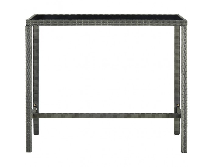 Sonata H Градинска бар маса, сива, 130x60x110 см, полиратан и стъкло