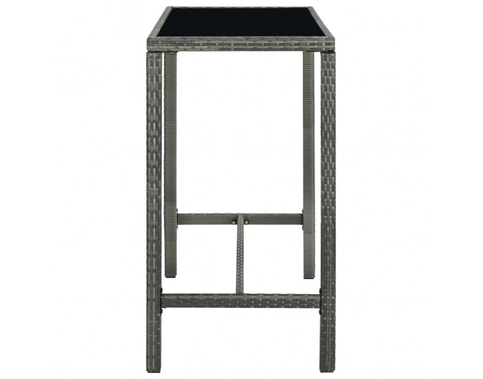 Sonata H Градинска бар маса, сива, 130x60x110 см, полиратан и стъкло