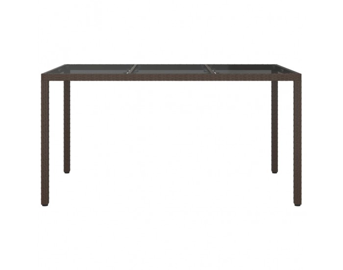 Sonata H Градинска маса 150x90x75 см закалено стъкло и полиратан кафява