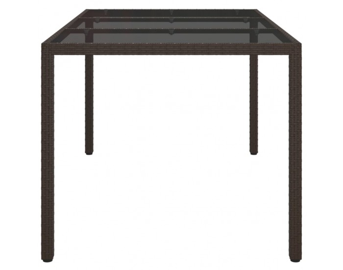 Sonata H Градинска маса 150x90x75 см закалено стъкло и полиратан кафява