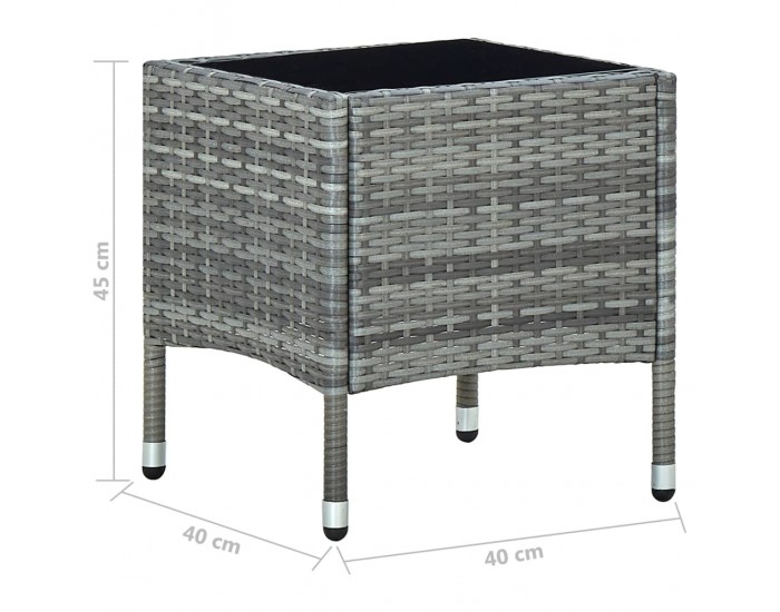 Sonata H Градинска маса, сива, 40x40x45 см, полиратан