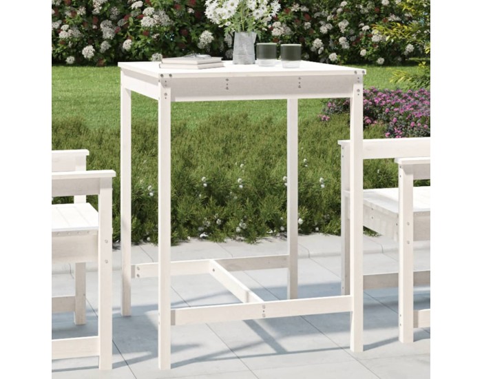 Sonata H Градинска маса, бяла 82,5x82,5x110 см, борово дърво масив