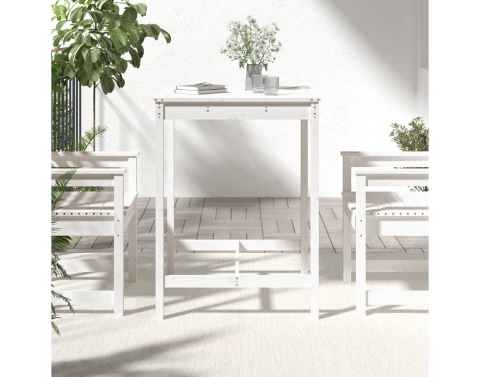 Sonata H Градинска маса, бяла 82,5x82,5x110 см, борово дърво масив