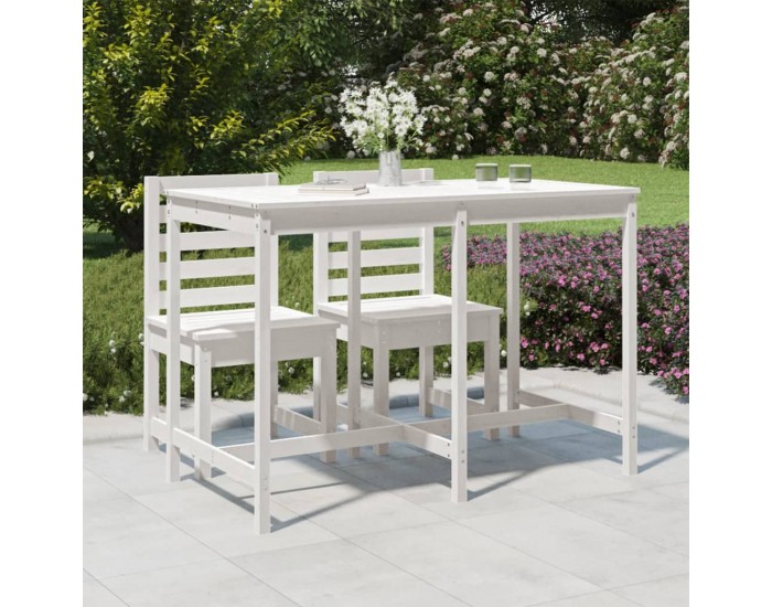 Sonata H Градинска маса, бяла 159,5x82,5x110 см, борово дърво масив