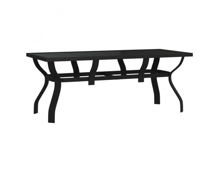 Sonata H Градинска маса, черна, 180x80x70 см, стомана и стъкло
