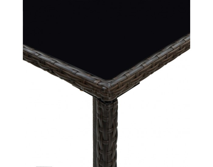 Sonata H Градинска бар маса, кафява, 70x70x110 см, полиратан и стъкло