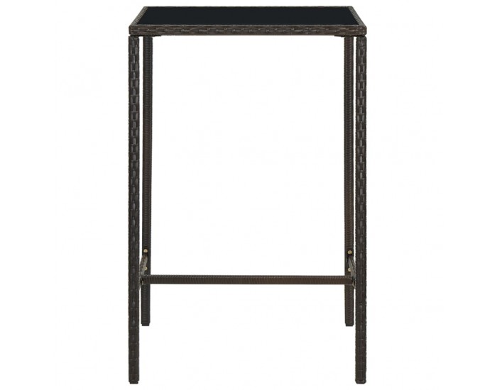 Sonata H Градинска бар маса, кафява, 70x70x110 см, полиратан и стъкло