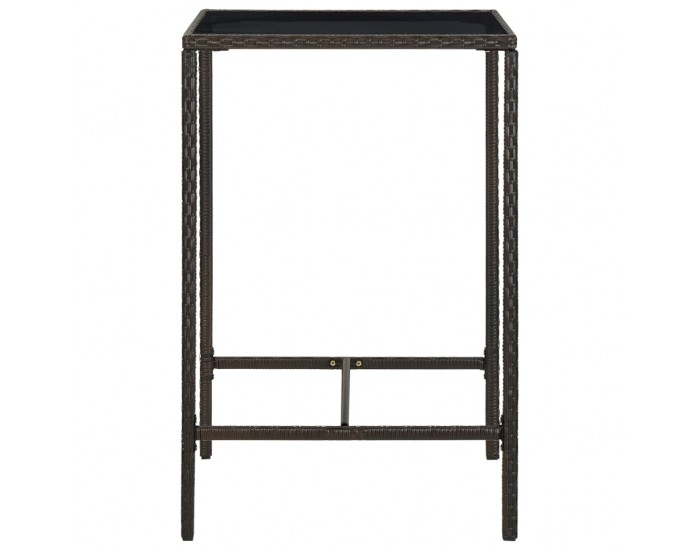 Sonata H Градинска бар маса, кафява, 70x70x110 см, полиратан и стъкло