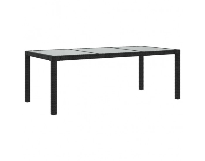 Sonata H Градинска маса черна 190x90x75 см закалено стъкло и полиратан