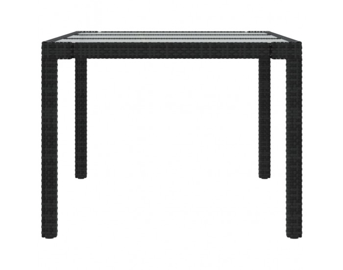 Sonata H Градинска маса черна 190x90x75 см закалено стъкло и полиратан