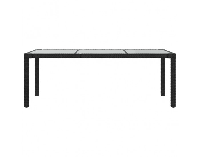Sonata H Градинска маса черна 190x90x75 см закалено стъкло и полиратан