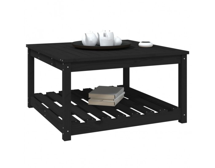 Sonata H Градинска маса черна 82,5x82,5x45 см масивна борова дървесина