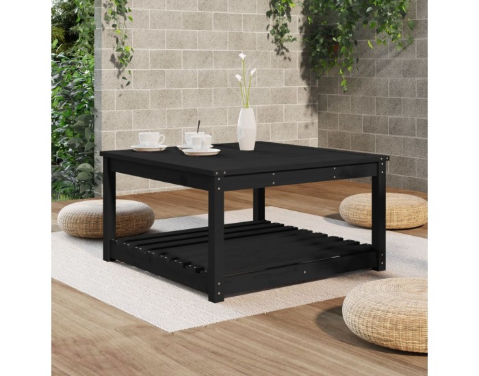 Sonata H Градинска маса черна 82,5x82,5x45 см масивна борова дървесина