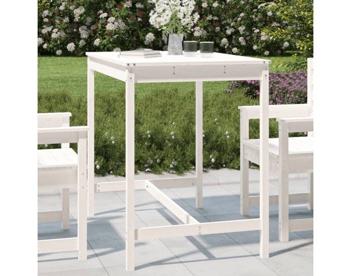 Sonata H Градинска маса бяла 121x82,5x110 см борово дърво масив