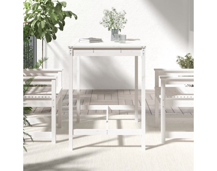 Sonata H Градинска маса бяла 121x82,5x110 см борово дърво масив