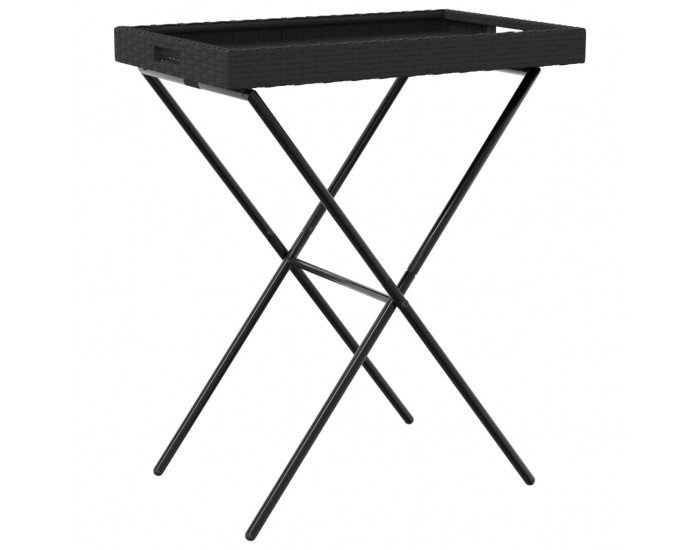 Sonata H Сгъваема маса с табла, черна, 65x40x75 см, полиратан