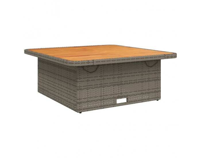 Sonata H Градинска маса, сива, 110x110x71 см, полиратан и акациево дърво