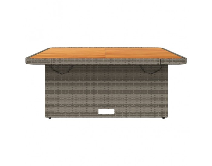 Sonata H Градинска маса, сива, 110x110x71 см, полиратан и акациево дърво