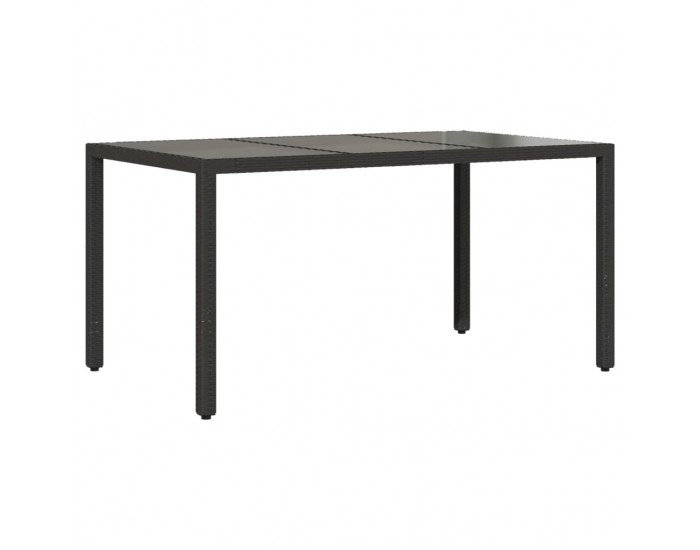 Sonata H Градинска маса със стъклен плот черен 150x90x75 см полиратан