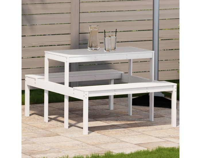 Sonata H Пикник маса, бяла, 110x134x75 см, борово дърво масив