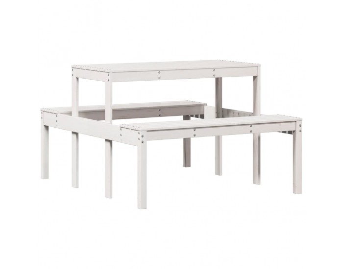 Sonata H Пикник маса, бяла, 110x134x75 см, борово дърво масив