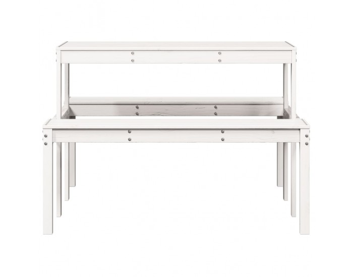 Sonata H Пикник маса, бяла, 110x134x75 см, борово дърво масив