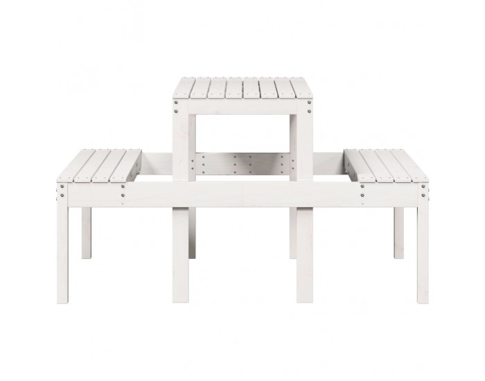 Sonata H Пикник маса, бяла, 110x134x75 см, борово дърво масив