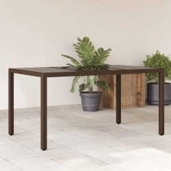 Sonata H Градинска маса със стъклен плот кафява 150x90x75 см полиратан - Градински маси