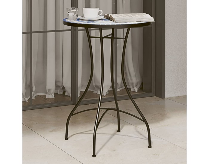 Sonata H Мозаечна бистро маса, синьо и бяло, Ø50x70 см, керамика