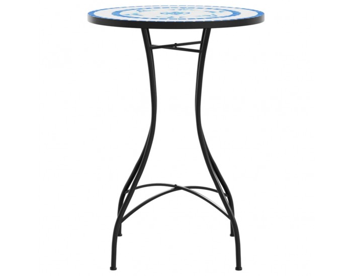 Sonata H Мозаечна бистро маса, синьо и бяло, Ø50x70 см, керамика