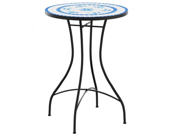 Sonata H Мозаечна бистро маса, синьо и бяло, Ø50x70 см, керамика