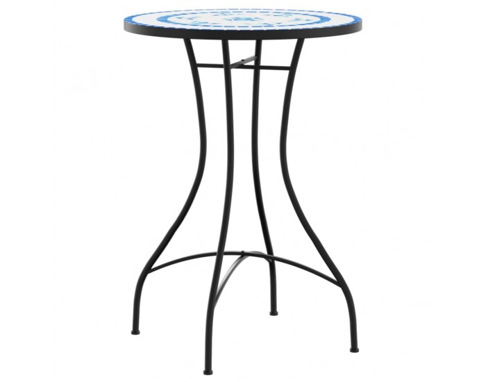 Sonata H Мозаечна бистро маса, синьо и бяло, Ø50x70 см, керамика