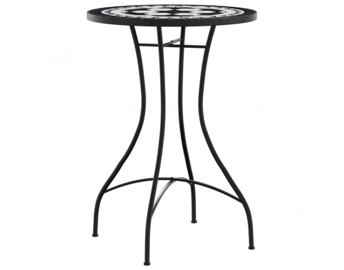 Sonata H Мозаечна бистро маса, черно и бяло, Ø50x70 см, керамика