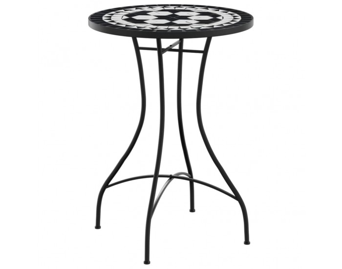 Sonata H Мозаечна бистро маса, черно и бяло, Ø50x70 см, керамика